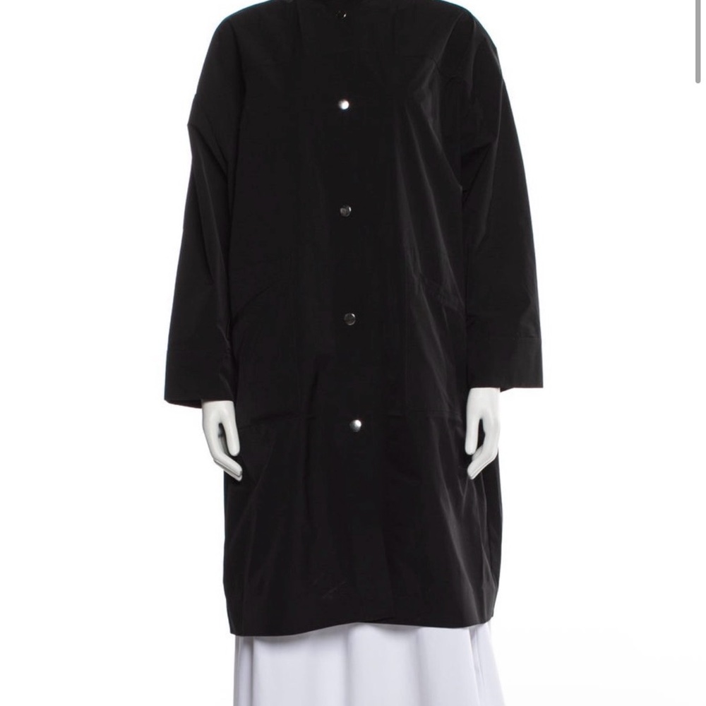 Maje Black Long Button-Front Trench Coat